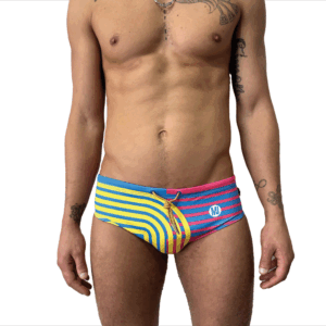 BAÑADOR SLIP LÍNEAS MORADAS