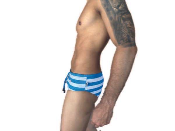 BAÑADOR SLIP EVOLUTION LINEA CELESTE HORIZONTAL - Imagen 2
