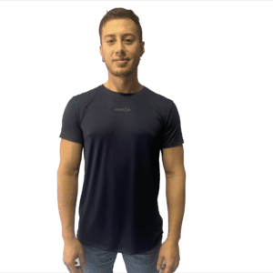 CAMISETA AZUL PETROLEO PIEL DE DURAZNO LOGO