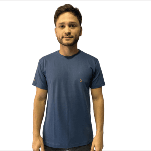 CAMISETA DE ALGODON AZUL PETROLEO SIMBOLO BORDADO