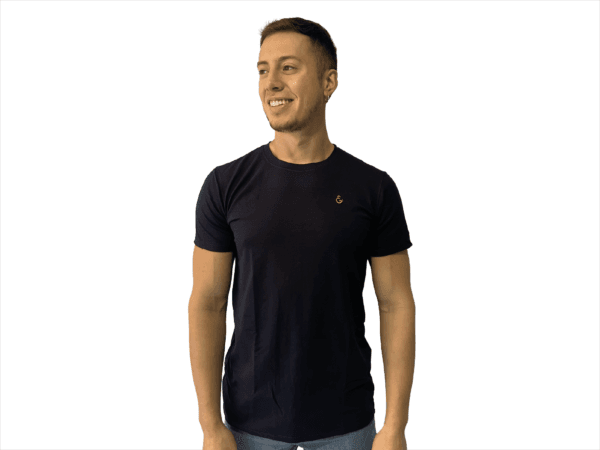 CAMISETA SEDA FRIA AZUL PETROLEO SIMBOLO BORDADO - Imagen 17