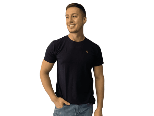 CAMISETA SEDA FRIA AZUL PETROLEO SIMBOLO BORDADO - Imagen 13