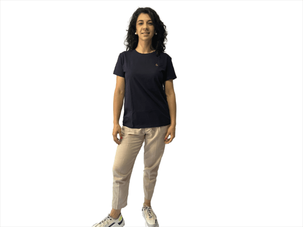 CAMISETA SEDA FRIA AZUL PETROLEO SIMBOLO BORDADO - Imagen 11