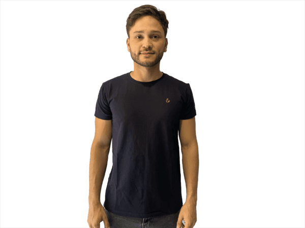 CAMISETA SEDA FRIA AZUL PETROLEO SIMBOLO BORDADO - Imagen 8