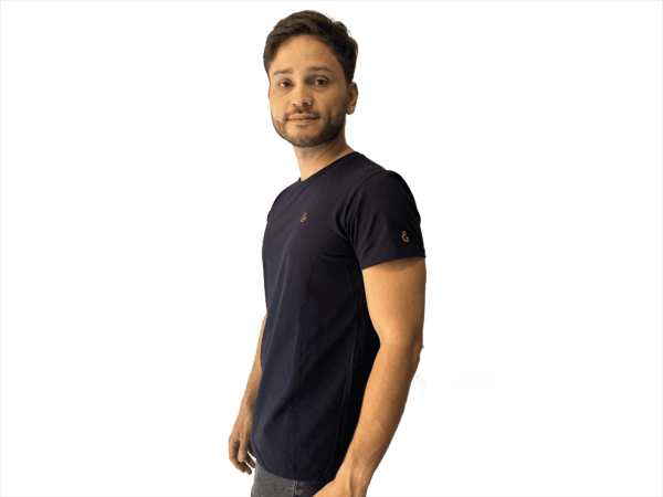 CAMISETA SEDA FRIA AZUL PETROLEO SIMBOLO BORDADO - Imagen 6