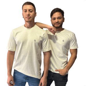 CAMISETA ALGODÓN BEIGE CON SÍMBOLO BORDADO
